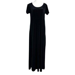 Cassini Vintage Velvet Black Short Sleeve Maxi Dress (M)
